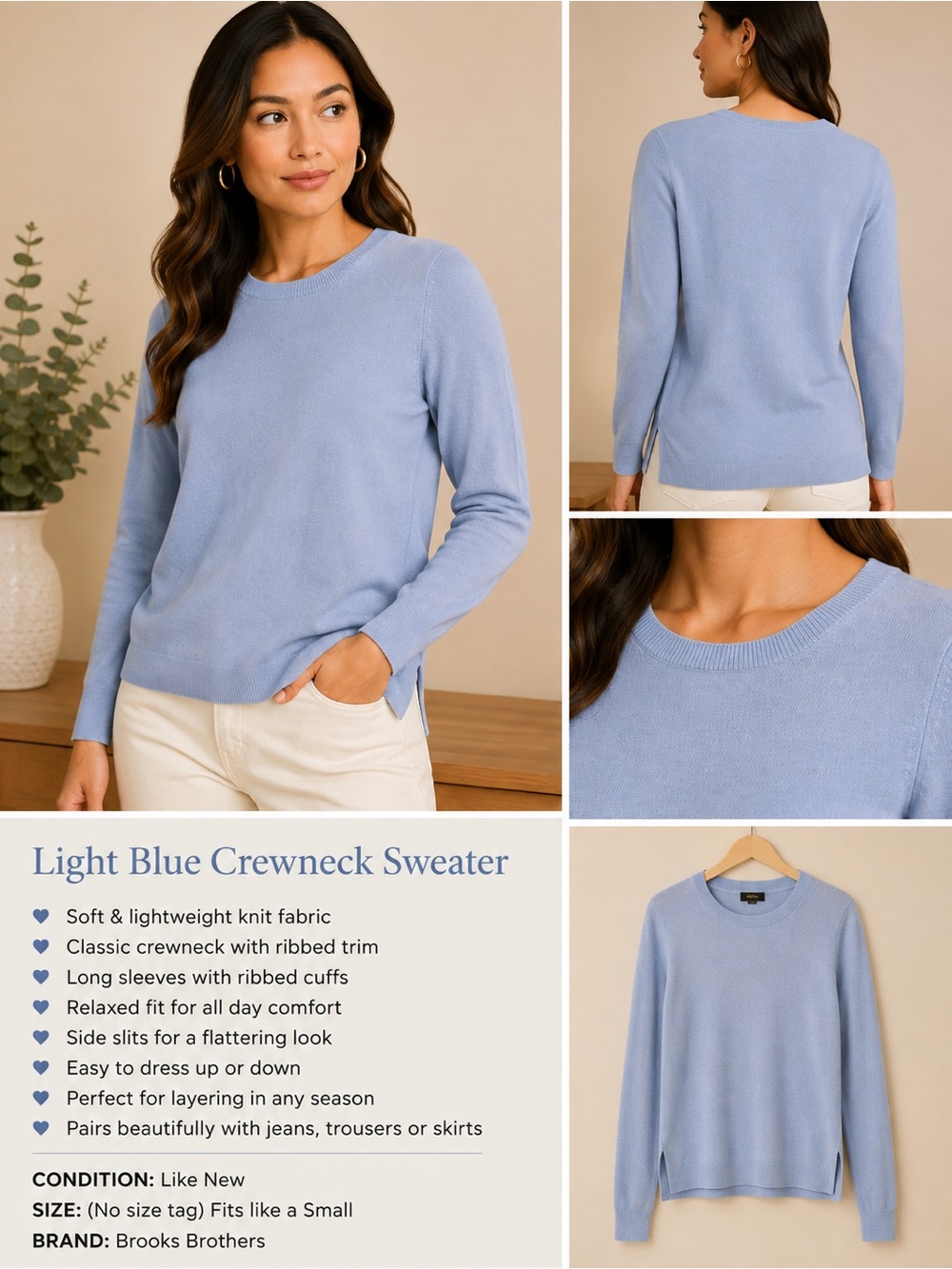 J Crew  Powder Blue Crewneck Sweater